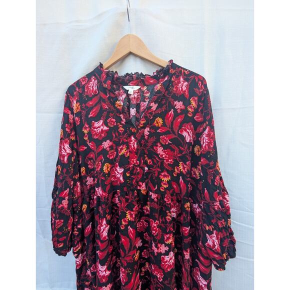 Terra & Sky Women's Plus Size Printed Peasant Midi Dress 2X(18W-20W) - Picture 4 of 9